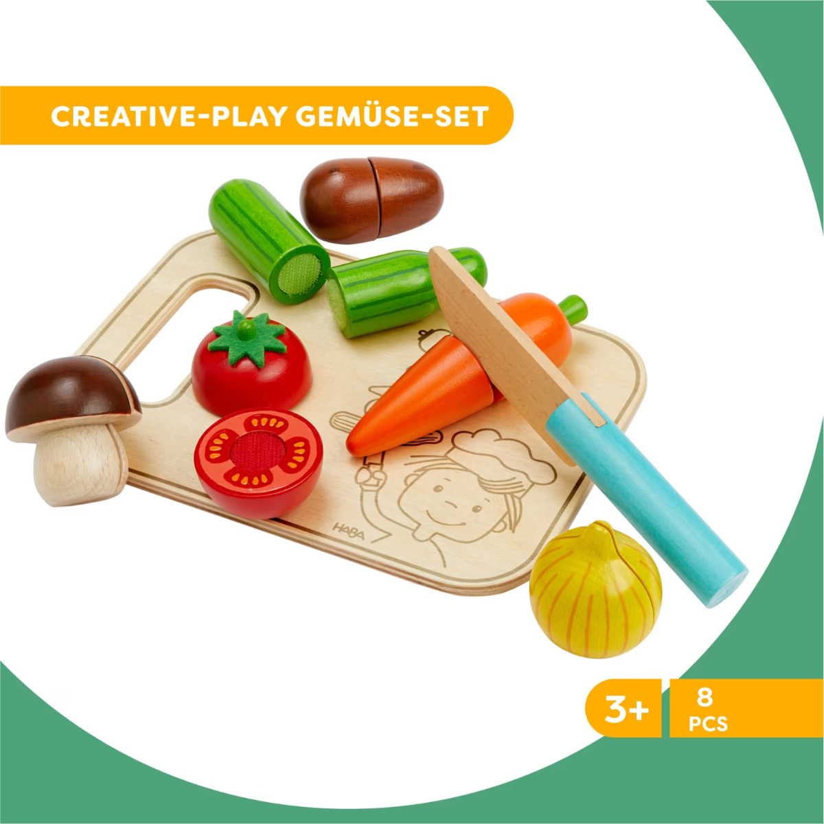  Creative Play – Gemüse mit Messer & Brettchen