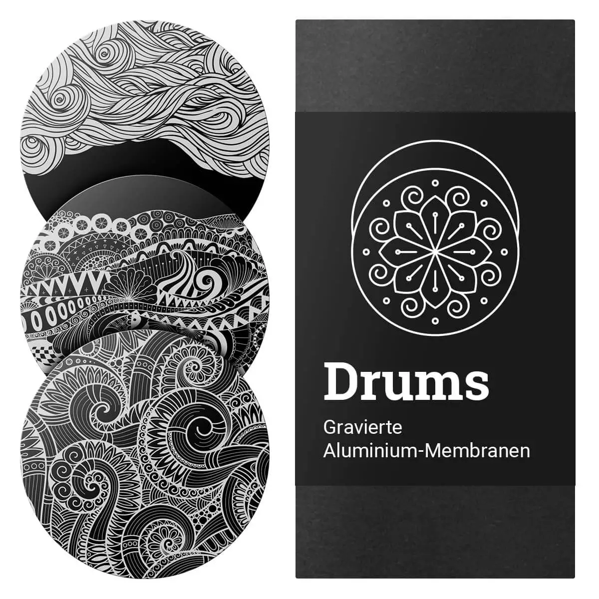  Gravierte Alu-Membransets "Drums"