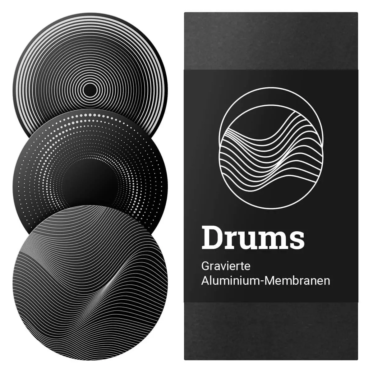  Gravierte Alu-Membransets "Drums"