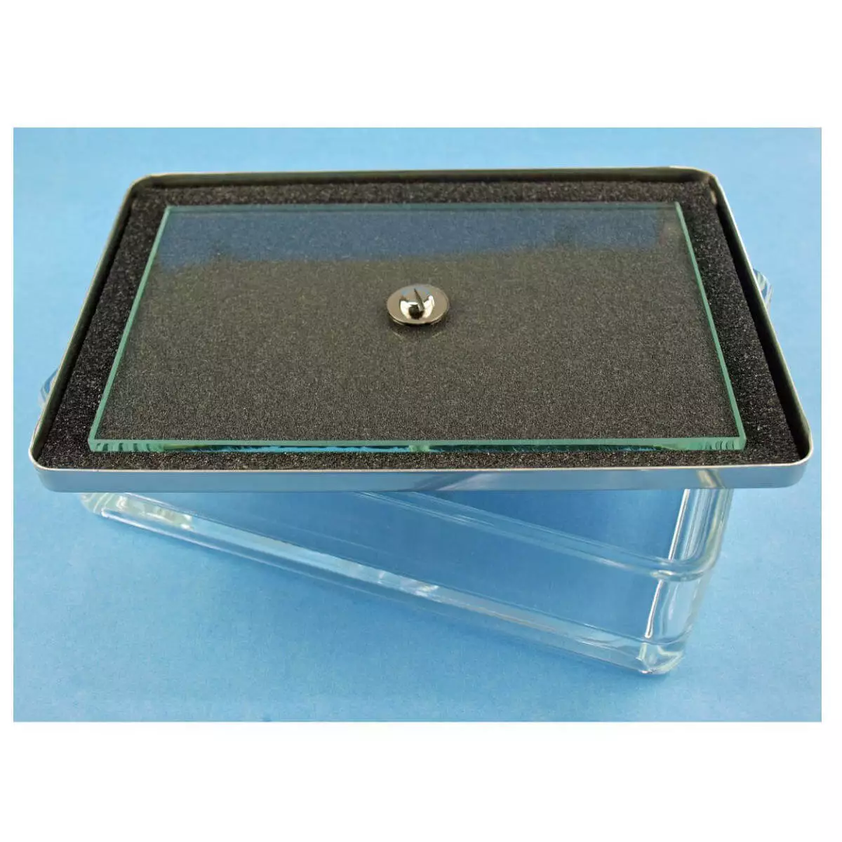  Instrumentenschale Glas mit Metalldeckel