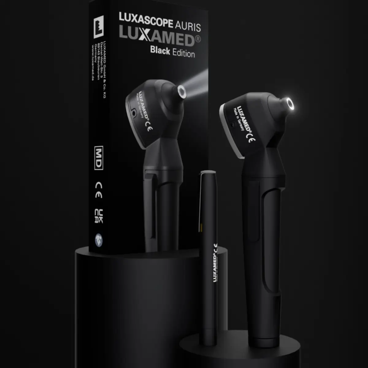 LuxaScope Auris Otoskop & Diagnostikleuchte im Black-Edition-Set LuxaScope Auris Otoskop & Diagnostikleuchte im Black-Edition-Set