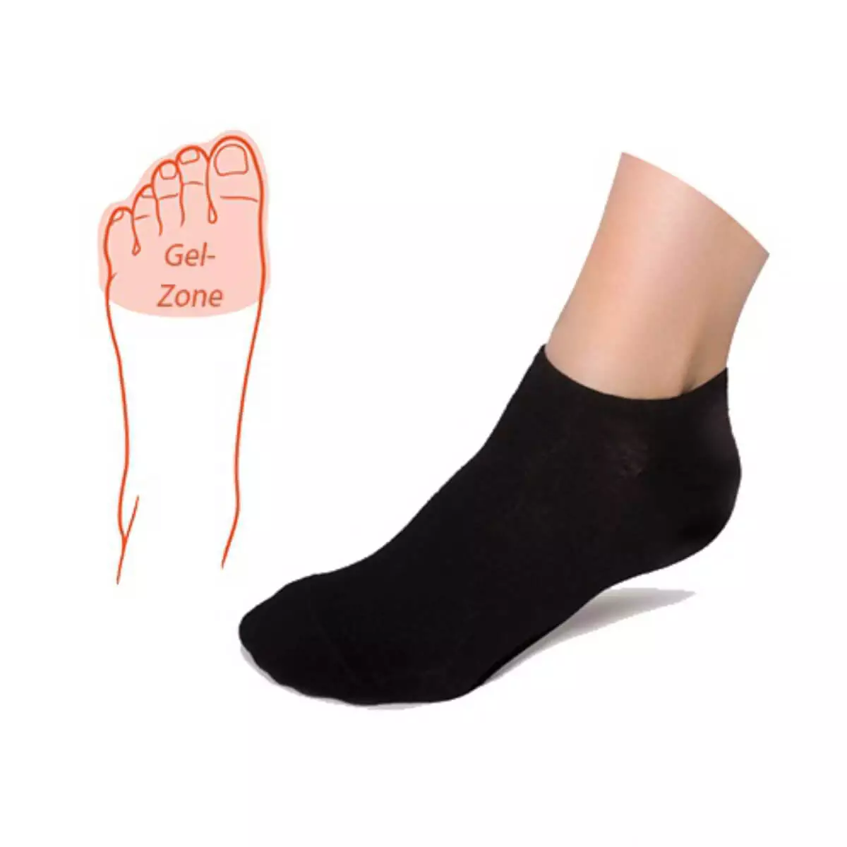  Söckchen mit integrierter Zehen-Gel-Zone