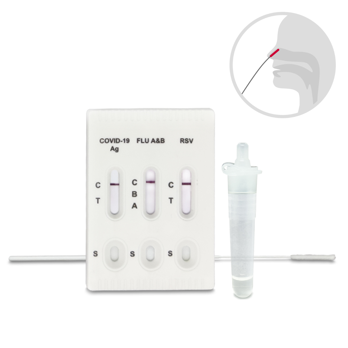 COVID-19 + Influenza A&B + RSV 4-in-1-Schnelltest COVID-19 + Influenza A&B + RSV 4-in-1-Schnelltest