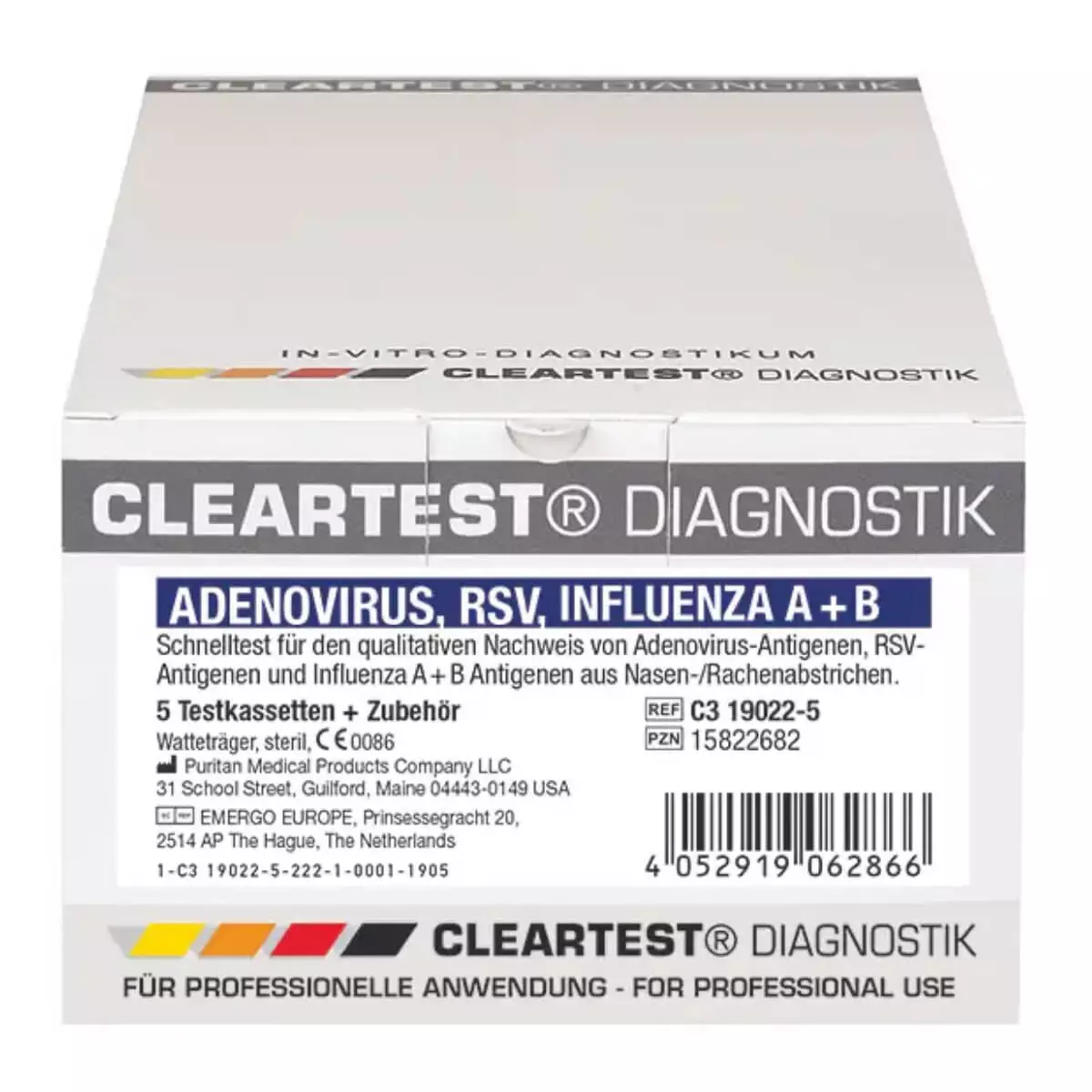  Cleartest Adenovirus / RSV / Influenza A + B Kombitest