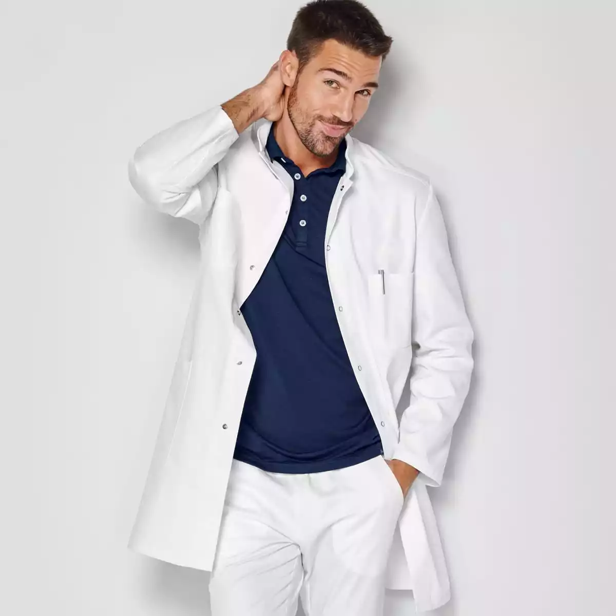  Herren-Arztkittel/-Labormantel weiß