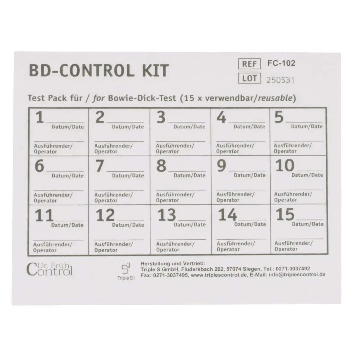 BD-Control Kit zur Mehrfachverwendung  BD-Control Kit zur Mehrfachverwendung