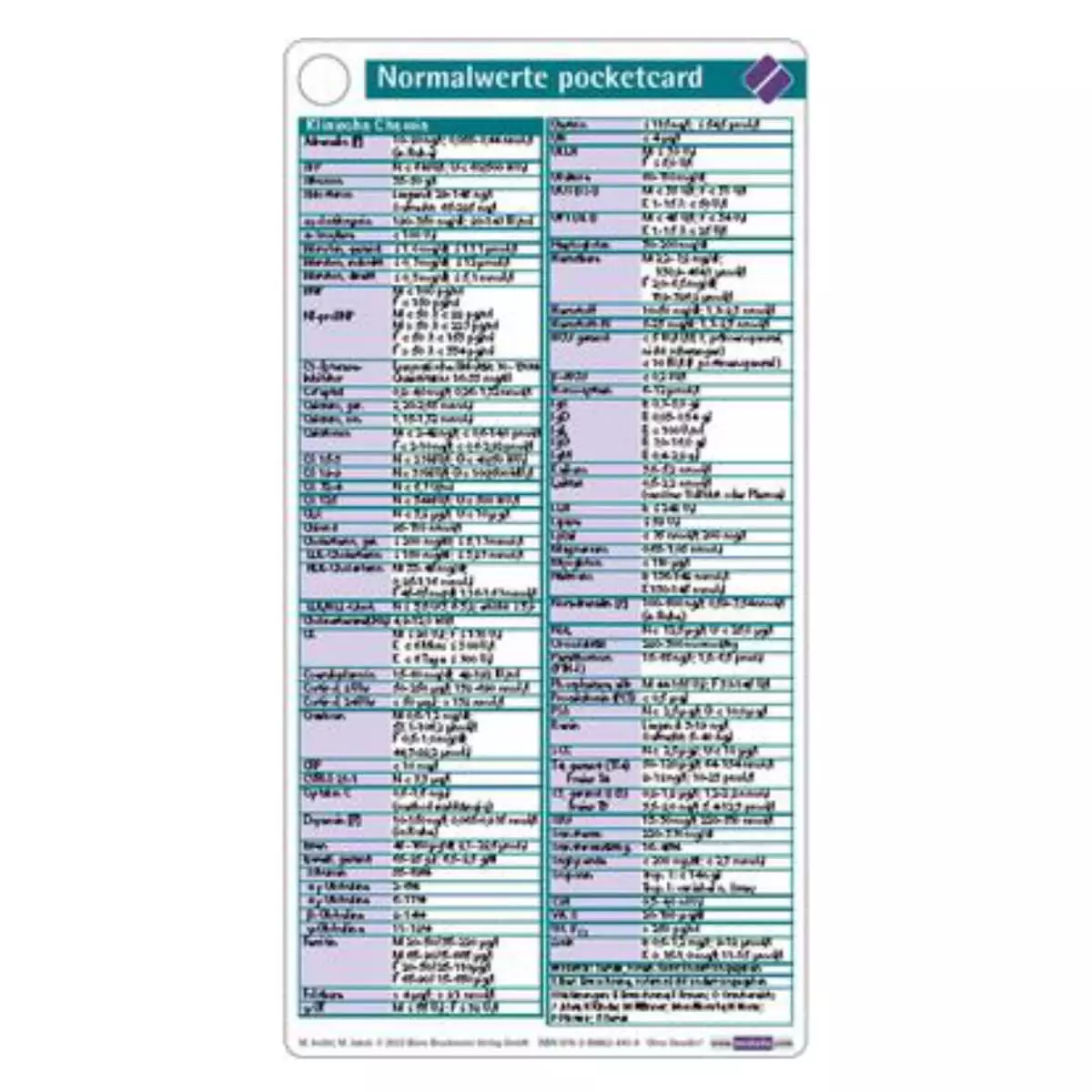  Normalwerte pocketcard