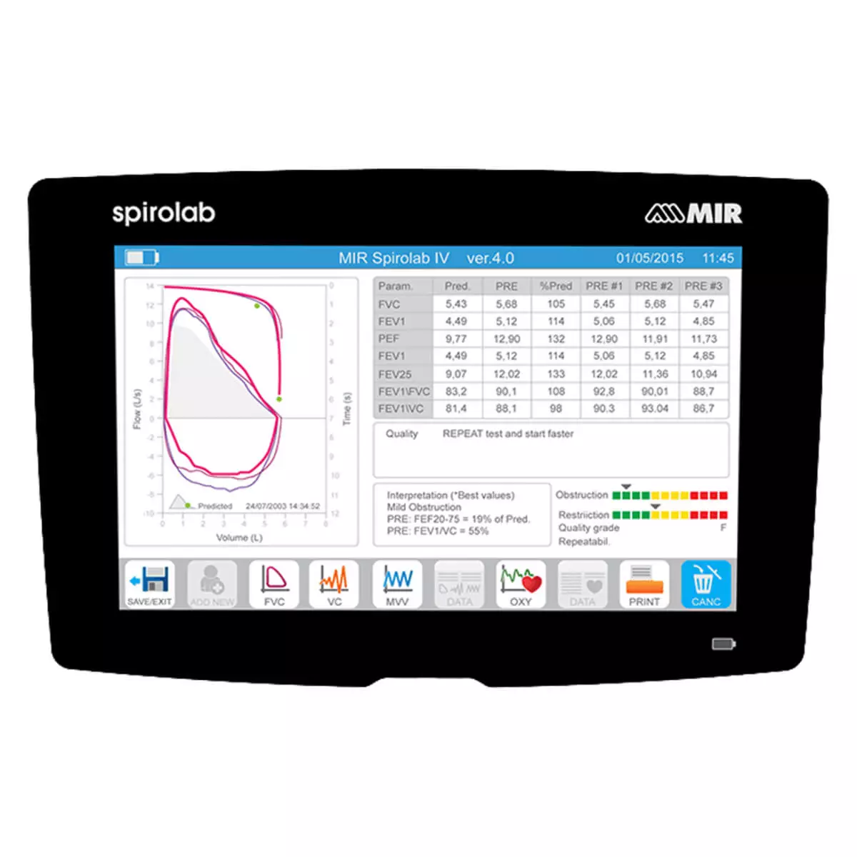  Spirolab Touchscreen Tisch-Spirometer